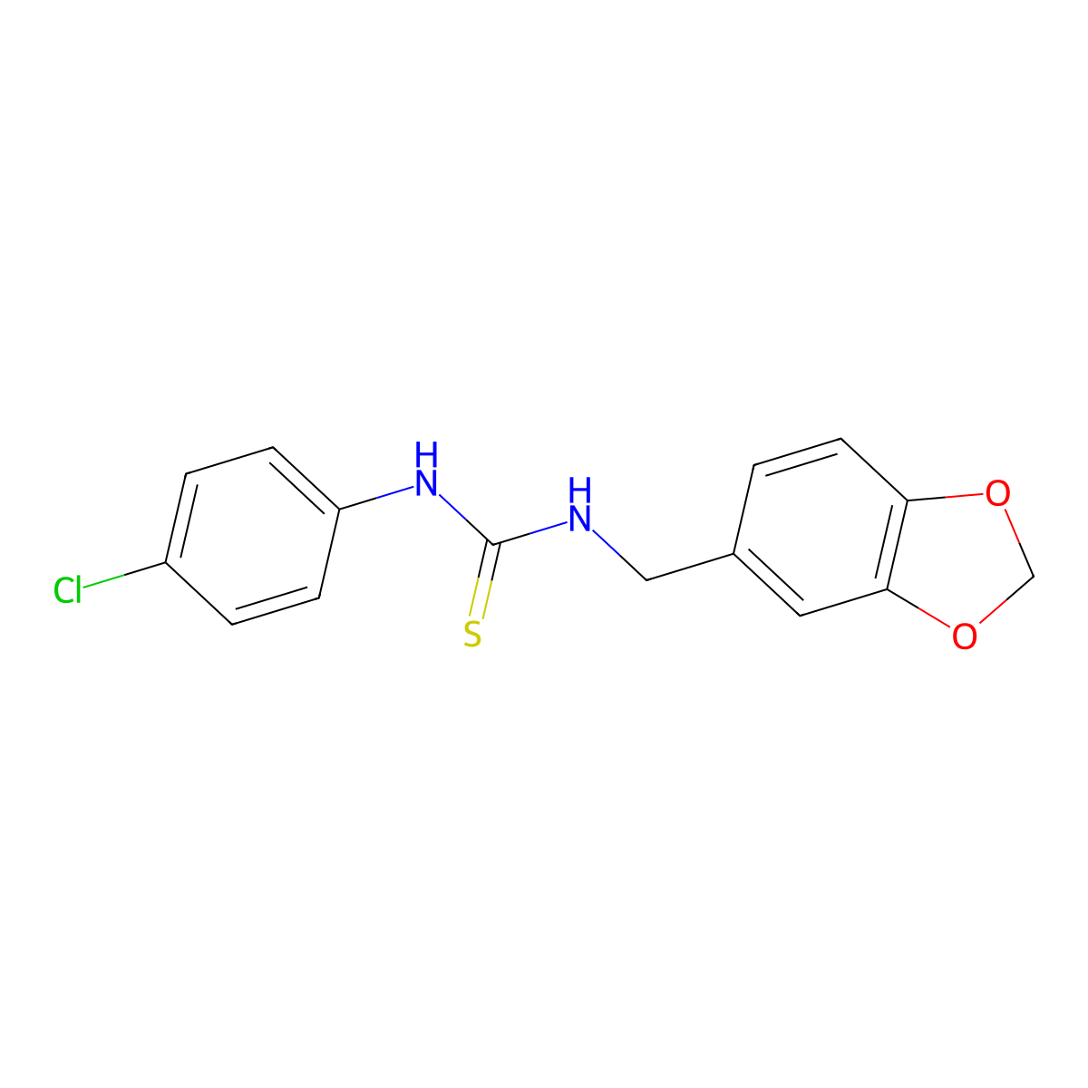 1-(1,3-Benzodioxol-5-ylmethyl)-3-(4-chlorophenyl)thiourea molecular structure, CAS 385394-43-4