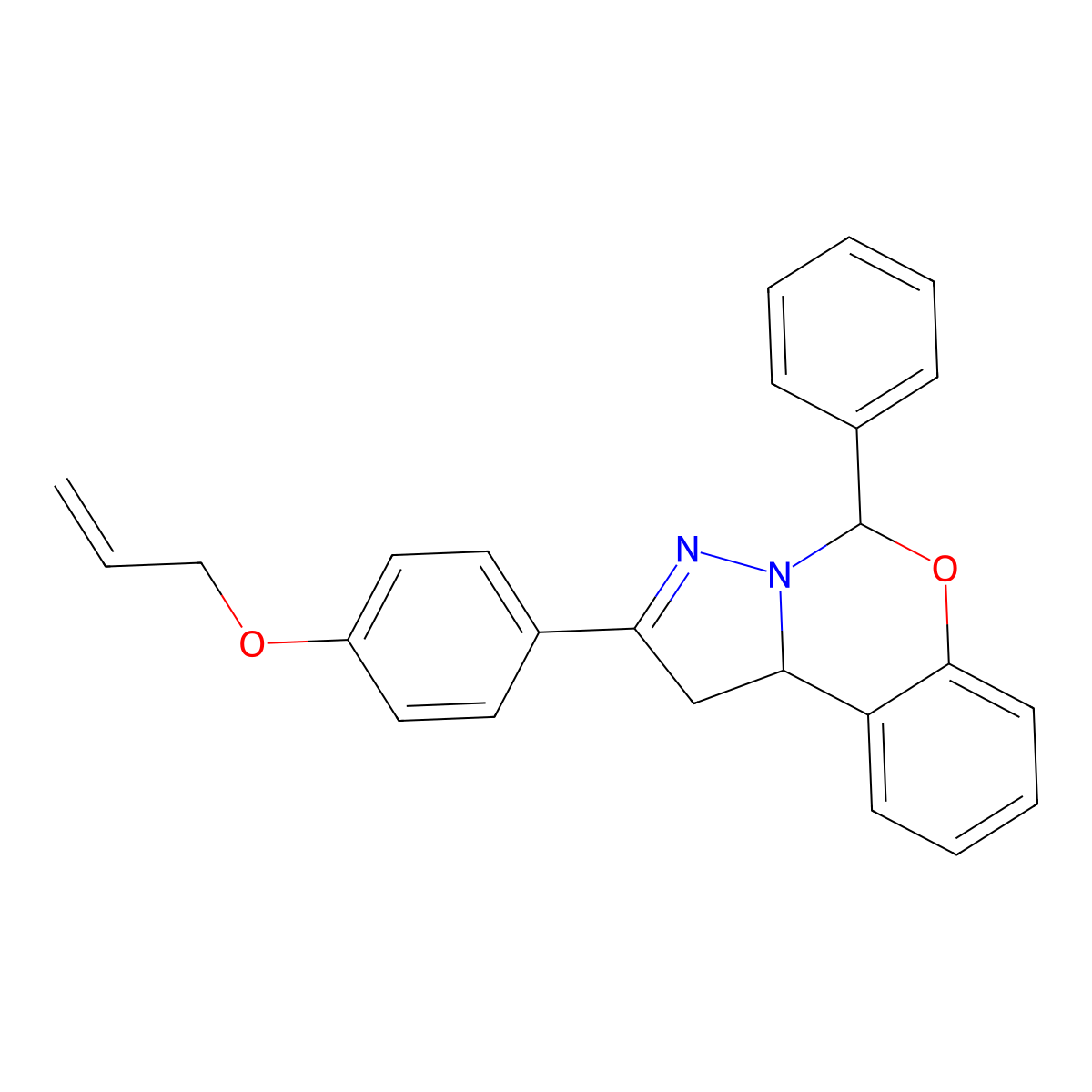 5-Phenyl-2-[4-(prop-2-en-1-yloxy)phenyl]-1,10b-dihydropyrazolo[1,5-c][1,3]benzoxazine molecular structure, CAS 385394-47-8