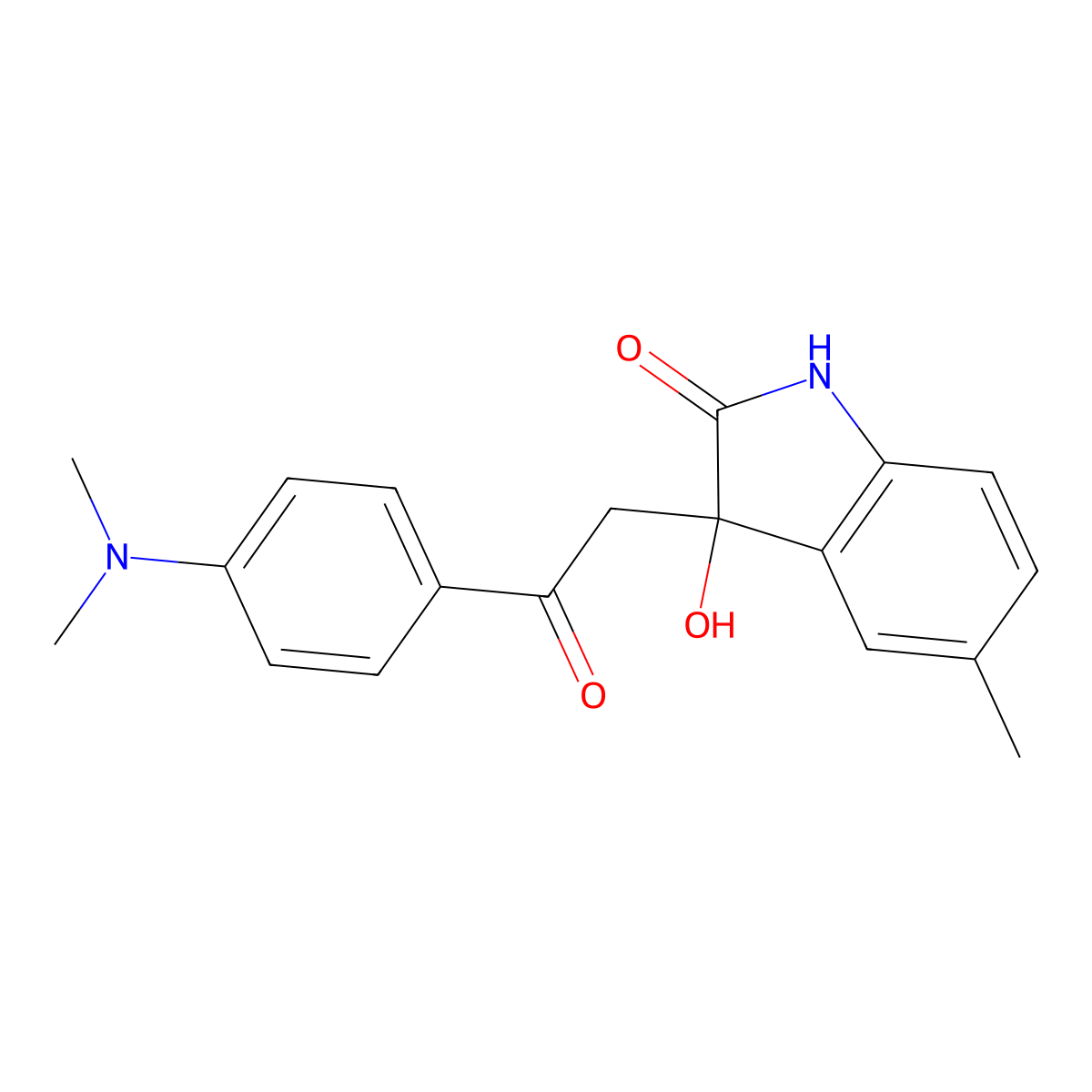 3-{2-[4-(dimethylamino)phenyl]-2-oxoethyl}-3-hydroxy-5-methyl-1,3-dihydro-2H-indol-2-one molecular structure, CAS 385394-59-2