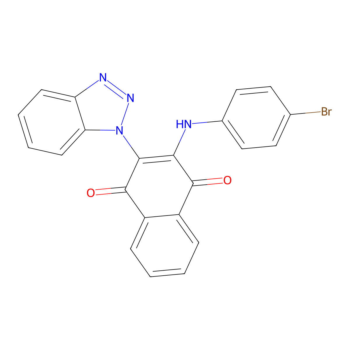 2-(1H-benzo[d][1,2,3]triazol-1-yl)-3-((4-bromophenyl)amino)naphthalene-1,4-dione molecular structure, CAS 385394-68-3