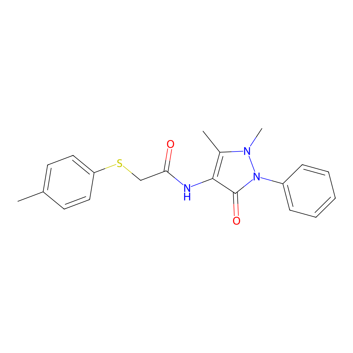 N-(1,5-dimethyl-3-oxo-2-phenyl-2,3-dihydro-1H-pyrazol-4-yl)-2-[(4-methylphenyl)sulfanyl]acetamide molecular structure, CAS 385394-89-8