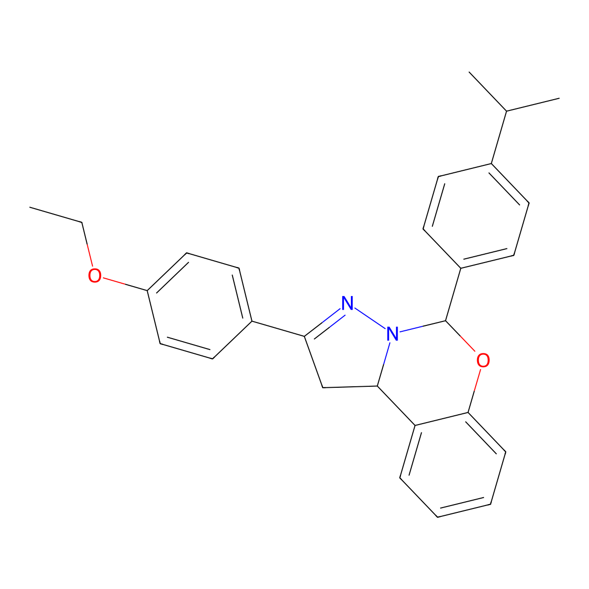 2-(4-Ethoxyphenyl)-5-[4-(propan-2-yl)phenyl]-1,10b-dihydropyrazolo[1,5-c][1,3]benzoxazine molecular structure, CAS 385394-90-1