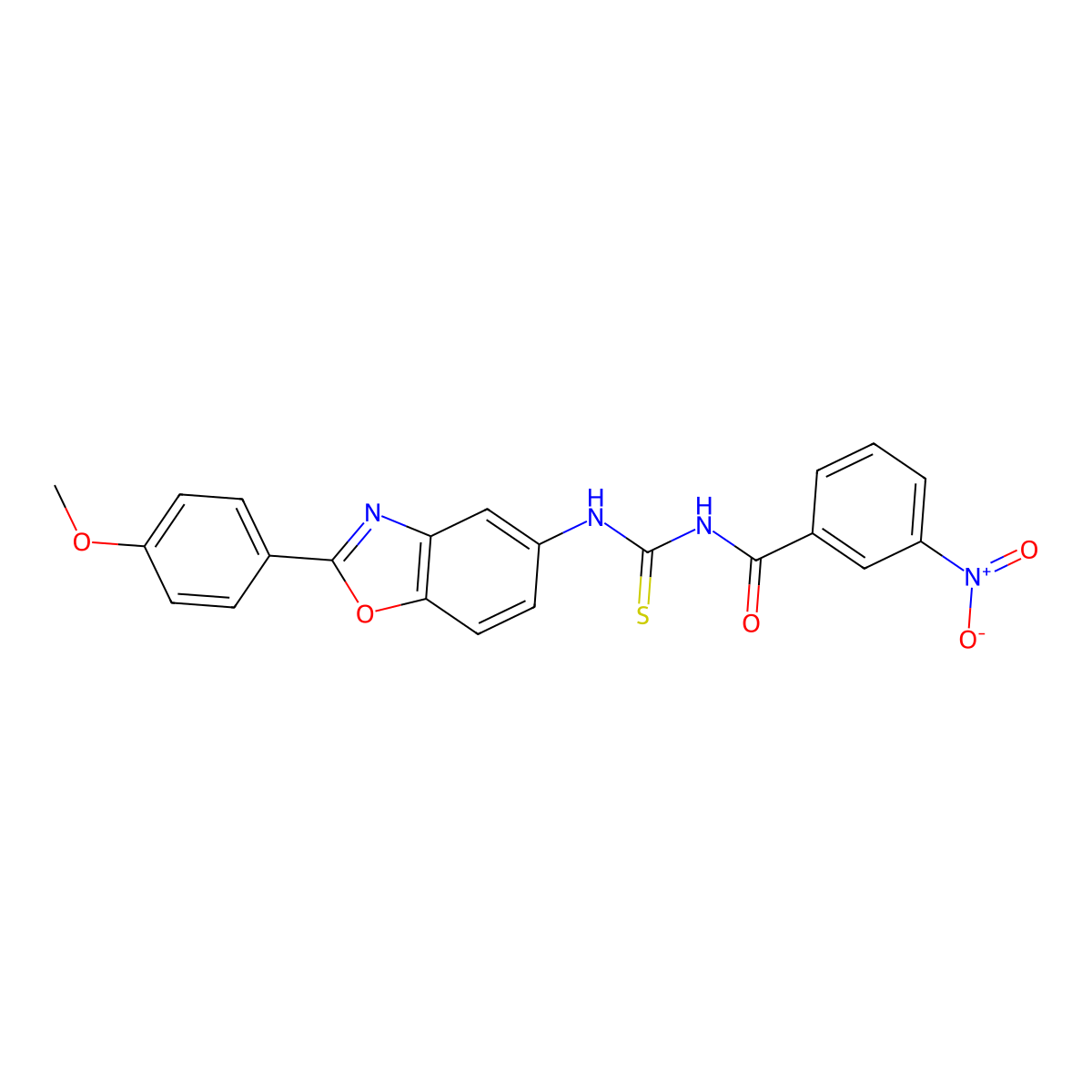 N-[[2-(4-methoxyphenyl)-1,3-benzoxazol-5-yl]carbamothioyl]-3-nitrobenzamide molecular structure, CAS 385395-07-3