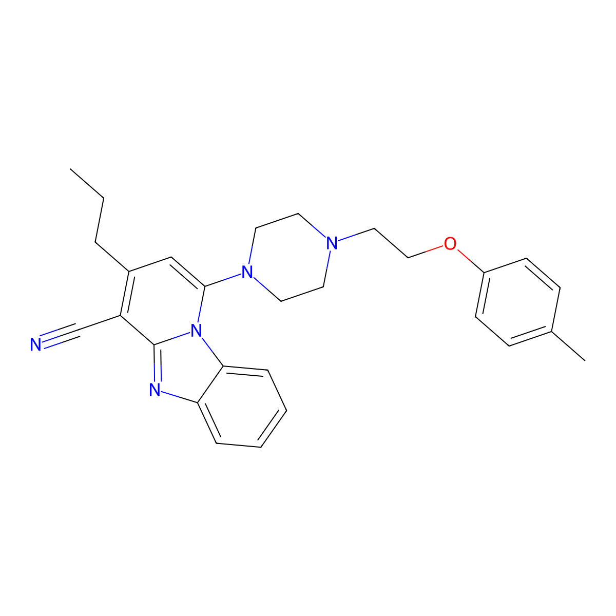 1-{4-[2-(4-Methylphenoxy)ethyl]piperazin-1-yl}-3-propylpyrido[1,2-a]benzimidazole-4-carbonitrile molecular structure, CAS 385395-36-8