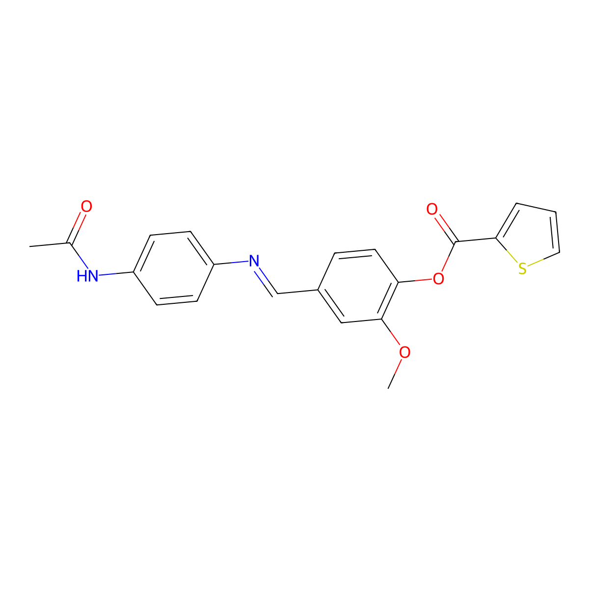 [4-[(4-Acetamidophenyl)iminomethyl]-2-methoxyphenyl] thiophene-2-carboxylate molecular structure, CAS 385396-11-2