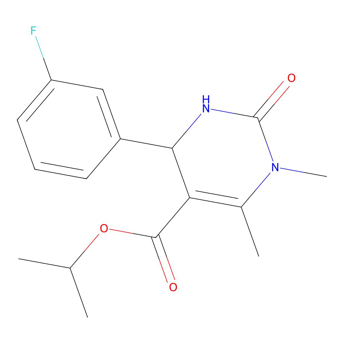 Isopropyl 4-(3-fluorophenyl)-1,6-dimethyl-2-oxo-1,2,3,4-tetrahydro-5-pyrimidinecarboxylate molecular structure, CAS 385398-27-6