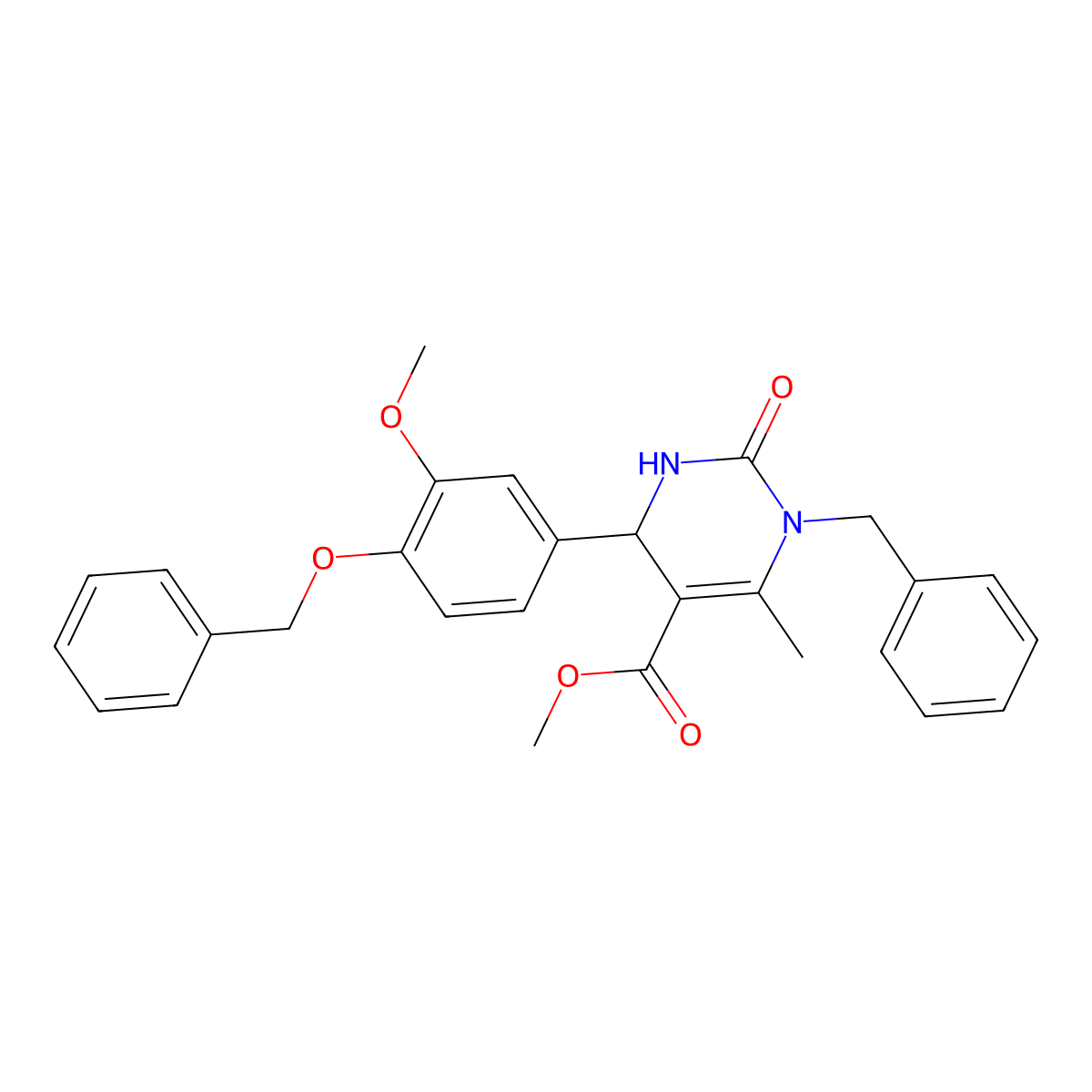 Methyl 1-benzyl-4-(4-(benzyloxy)-3-methoxyphenyl)-6-methyl-2-oxo-1,2,3,4-tetrahydropyrimidine-5-carboxylate molecular structure, CAS 385399-08-6