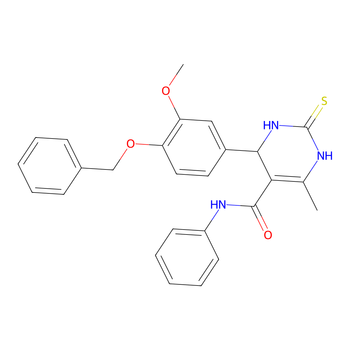 4-(3-methoxy-4-phenylmethoxyphenyl)-6-methyl-N-phenyl-2-sulfanylidene-3,4-dihydro-1H-pyrimidine-5-carboxamide molecular structure, CAS 385399-17-7