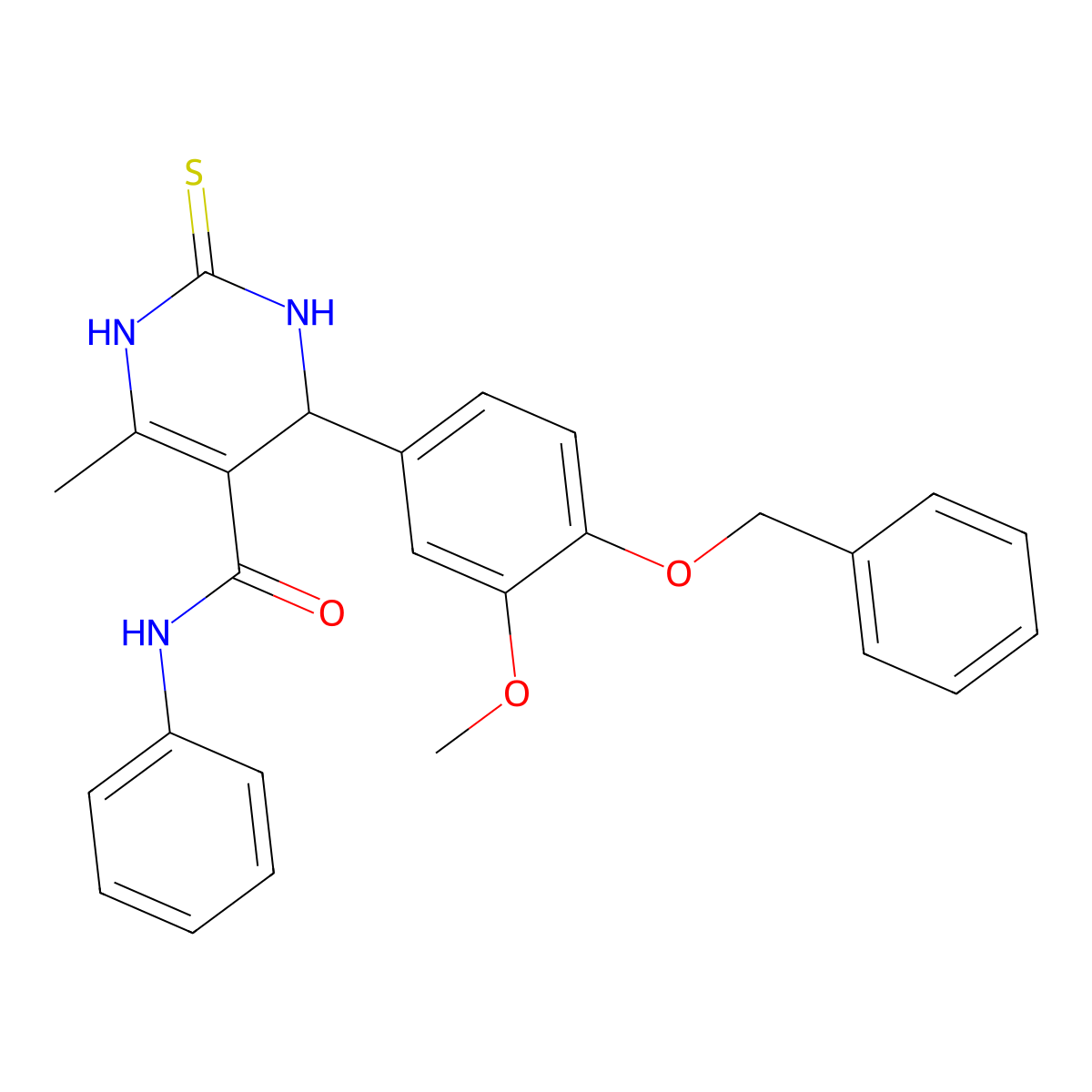 4-(3-methoxy-4-phenylmethoxyphenyl)-6-methyl-N-phenyl-2-sulfanylidene-3,4-dihydro-1H-pyrimidine-5-carboxamide molecular structure, CAS 385399-17-7