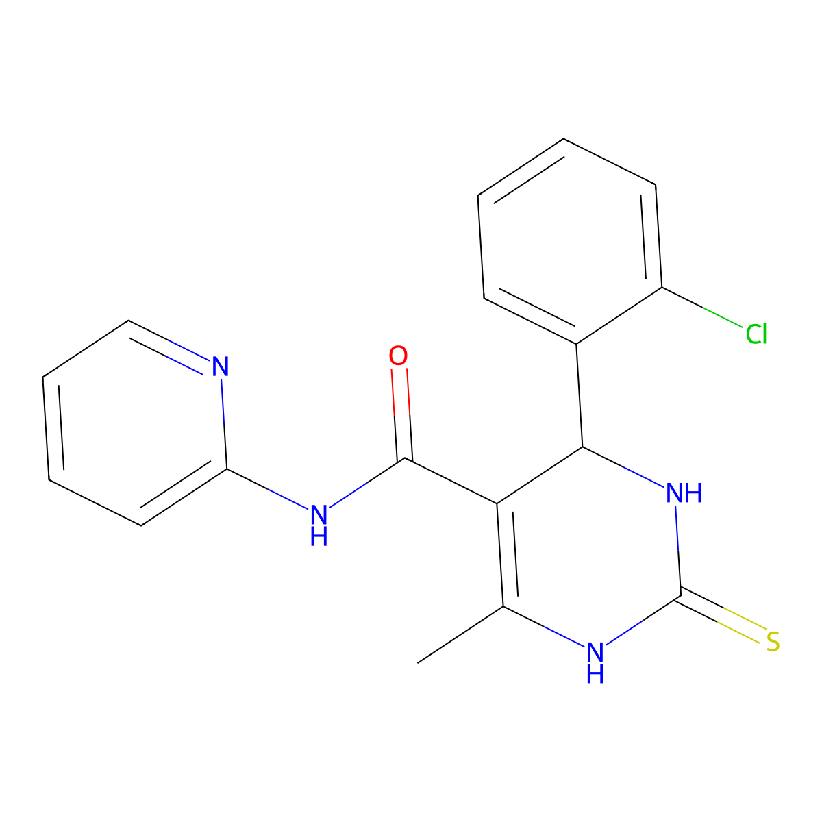 4-(2-chlorophenyl)-6-methyl-N-pyridin-2-yl-2-sulfanylidene-3,4-dihydro-1H-pyrimidine-5-carboxamide molecular structure, CAS 385399-28-0