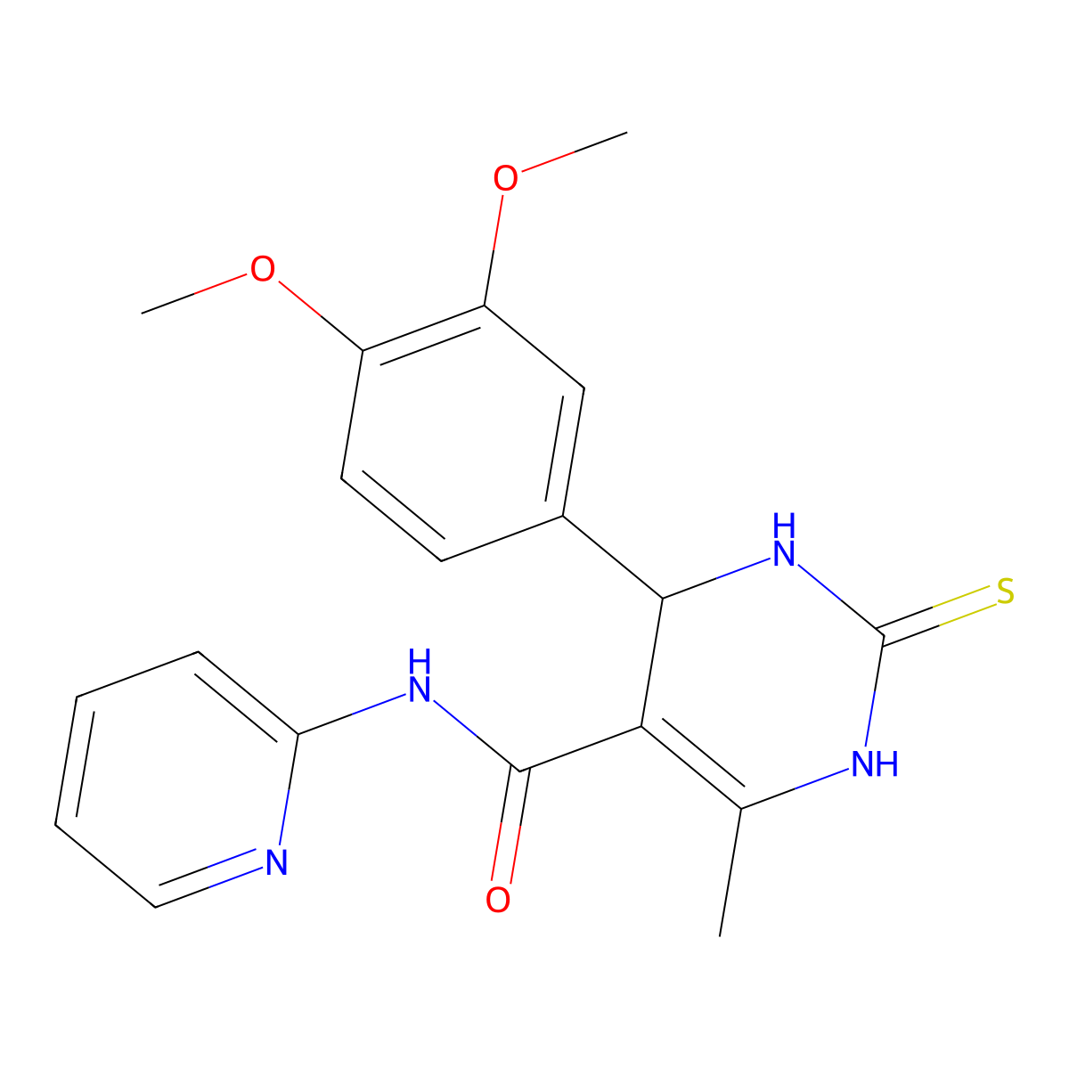 4-(3,4-dimethoxyphenyl)-6-methyl-N-pyridin-2-yl-2-sulfanylidene-3,4-dihydro-1H-pyrimidine-5-carboxamide molecular structure, CAS 385399-33-7