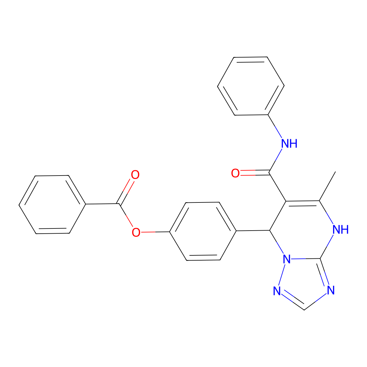 4-(5-Methyl-6-(phenylcarbamoyl)-4,7-dihydro-[1,2,4]triazolo[1,5-a]pyrimidin-7-yl)phenyl benzoate molecular structure, CAS 385399-73-5