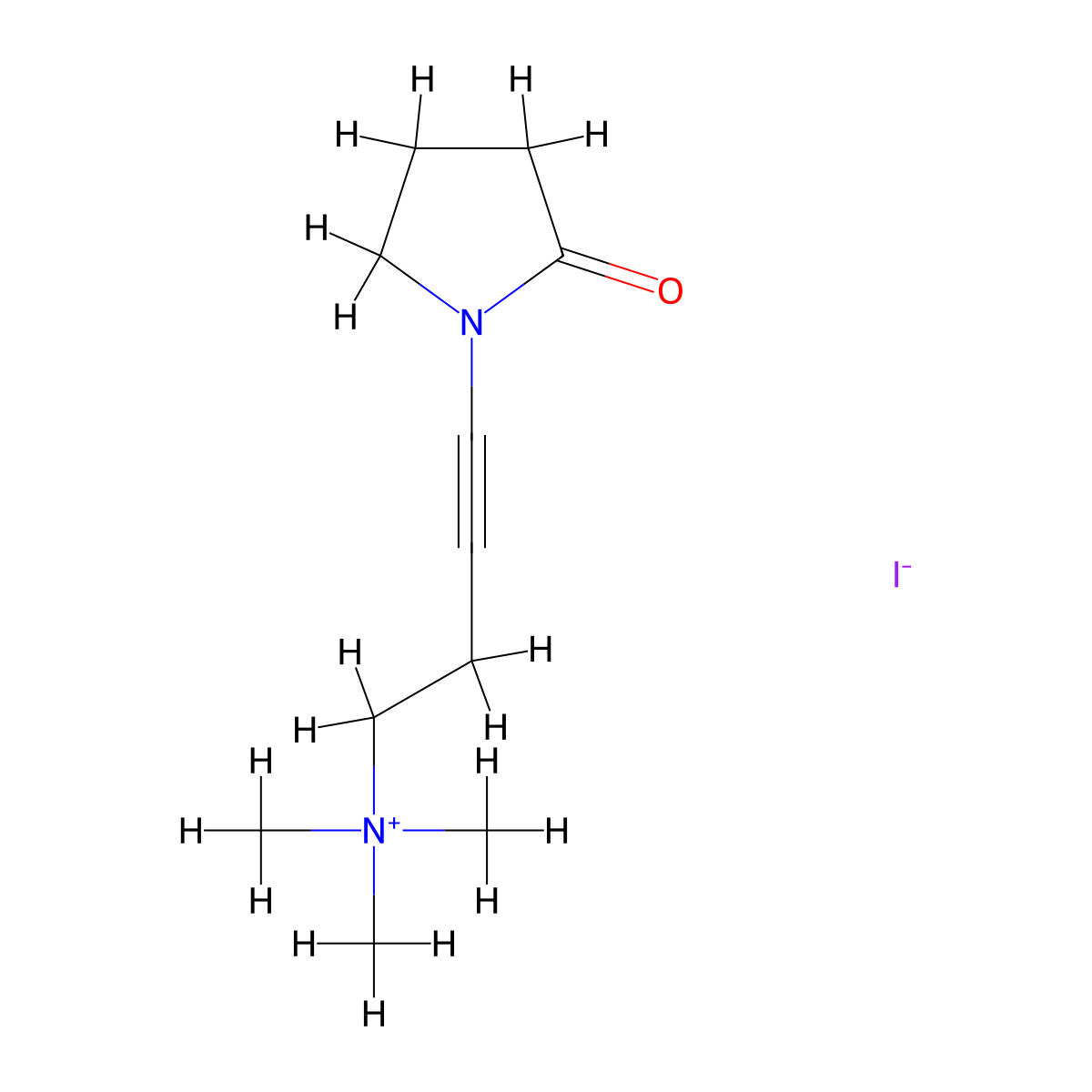 Ammonium, (4-(2-oxo-1-pyrrolidinyl)-2-butynyl)trimethyl-, iodide molecular structure, CAS 3854-04-4
