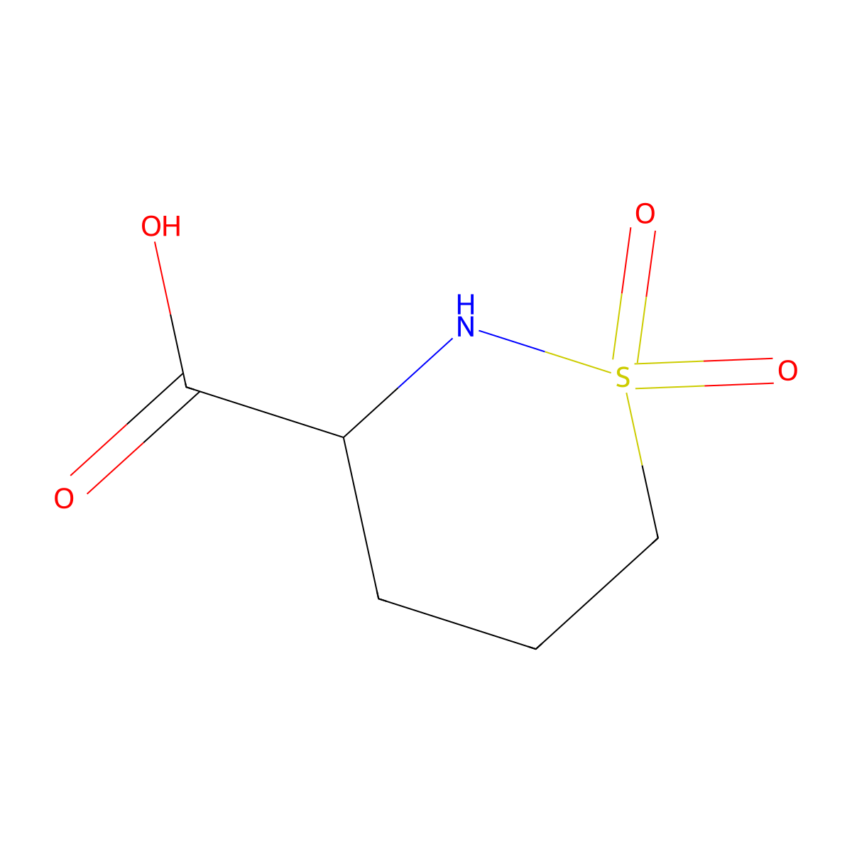 1,1-Dioxo-1,2-thiazinane-3-carboxylic acid molecular structure, CAS 3854-37-3