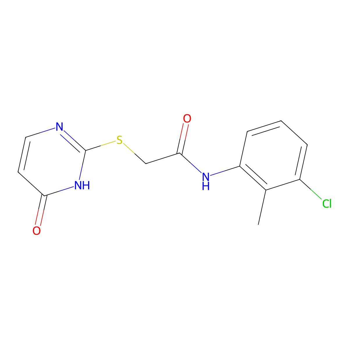 N-(3-chloro-2-methylphenyl)-2-[(4-hydroxypyrimidin-2-yl)sulfanyl]acetamide molecular structure, CAS 385400-45-3