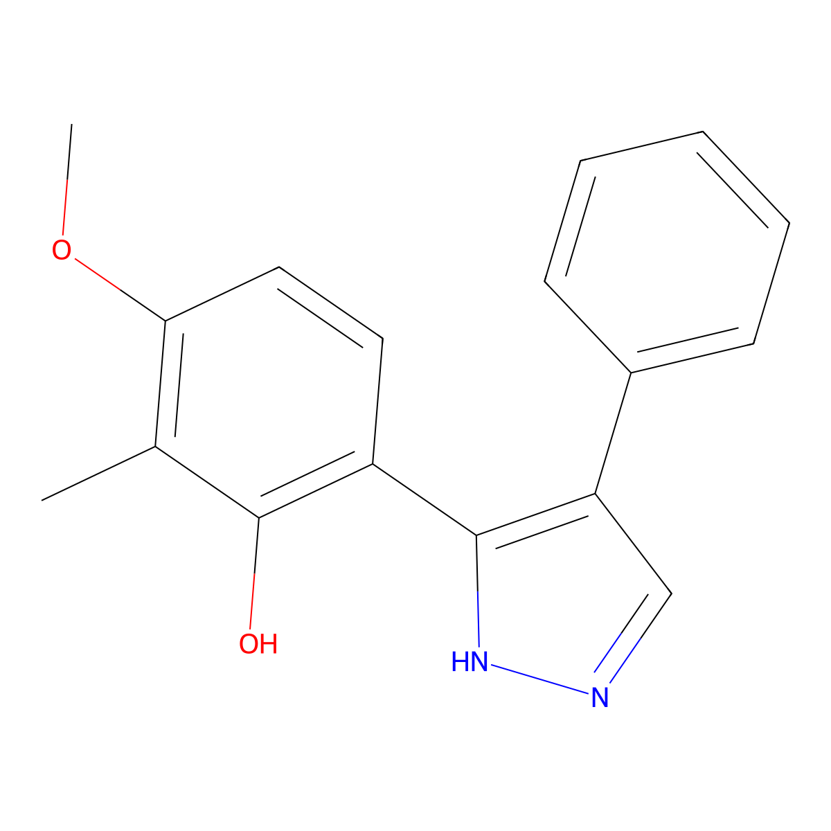 3-Methoxy-2-methyl-6-(4-phenyl-1H-pyrazol-3-YL)phenol molecular structure, CAS 385401-10-5