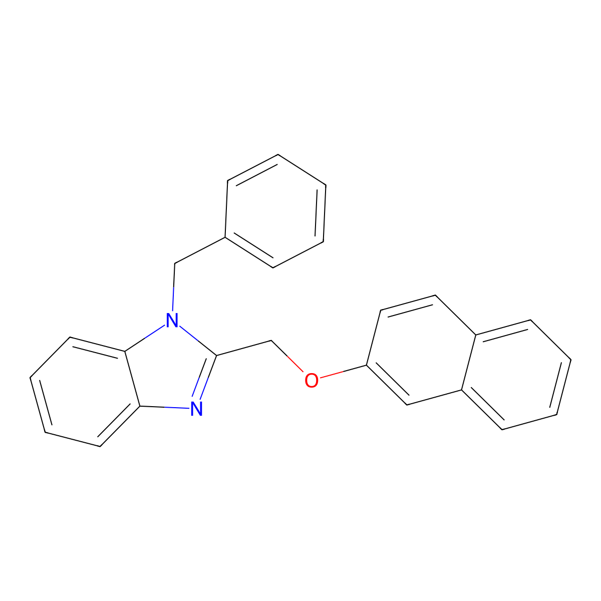 1-Benzyl-2-(naphthalen-2-yloxymethyl)benzimidazole molecular structure, CAS 385401-30-9