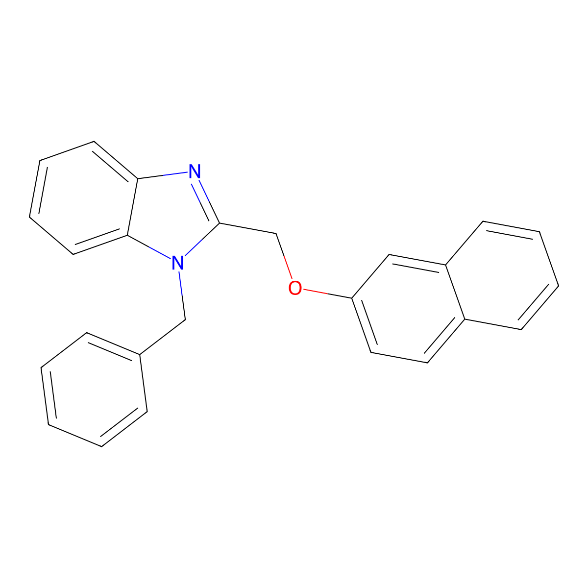 1-Benzyl-2-(naphthalen-2-yloxymethyl)benzimidazole molecular structure, CAS 385401-30-9