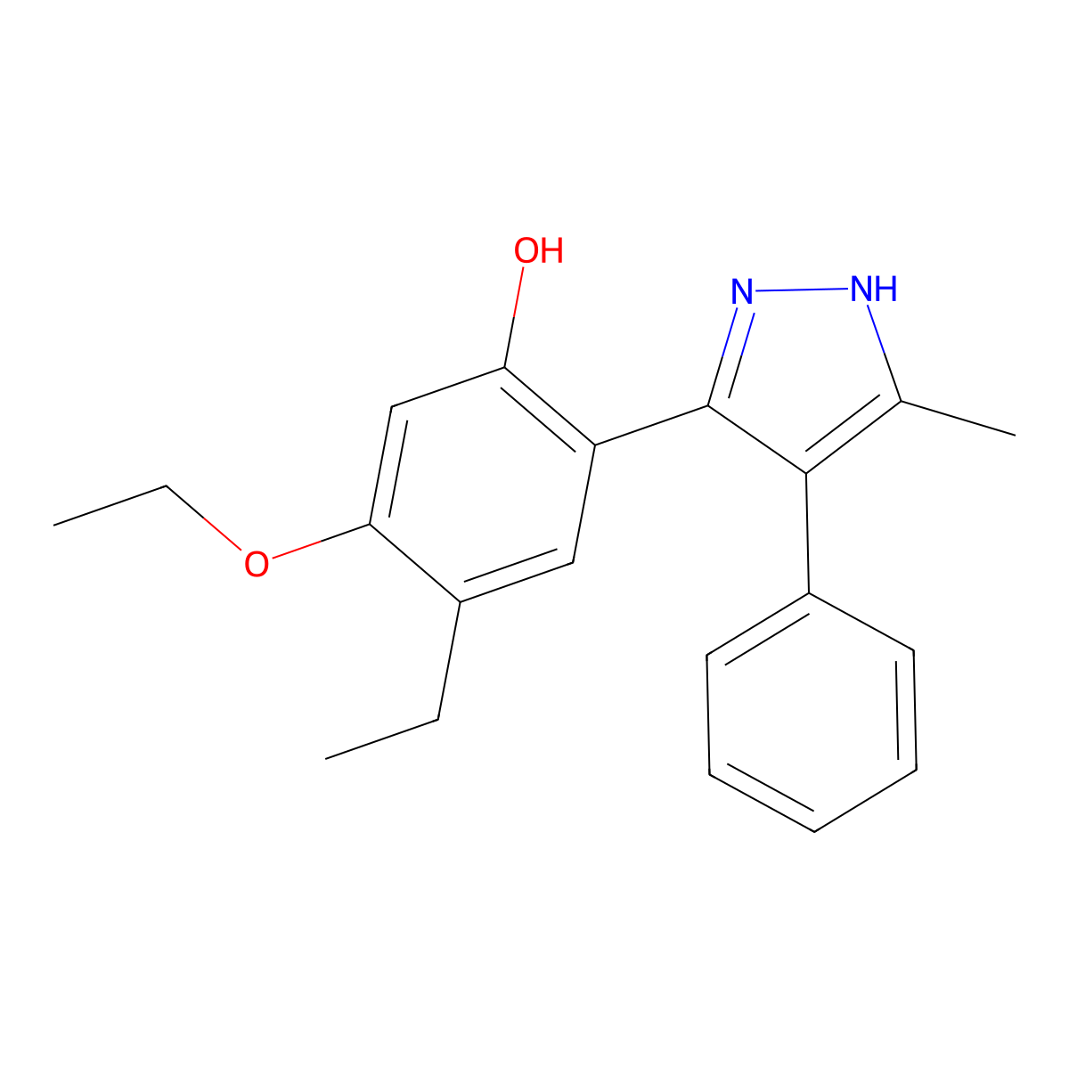 5-Ethoxy-4-ethyl-2-(5-methyl-4-phenyl-1H-pyrazol-3-YL)phenol molecular structure, CAS 385401-42-3