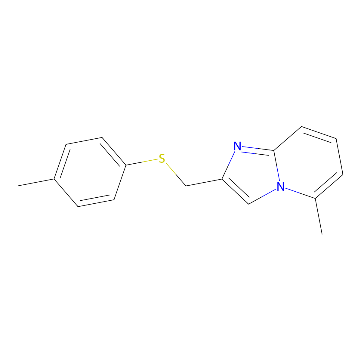 5-Methyl-2-((p-tolylthio)methyl)imidazo[1,2-a]pyridine molecular structure, CAS 385401-95-6