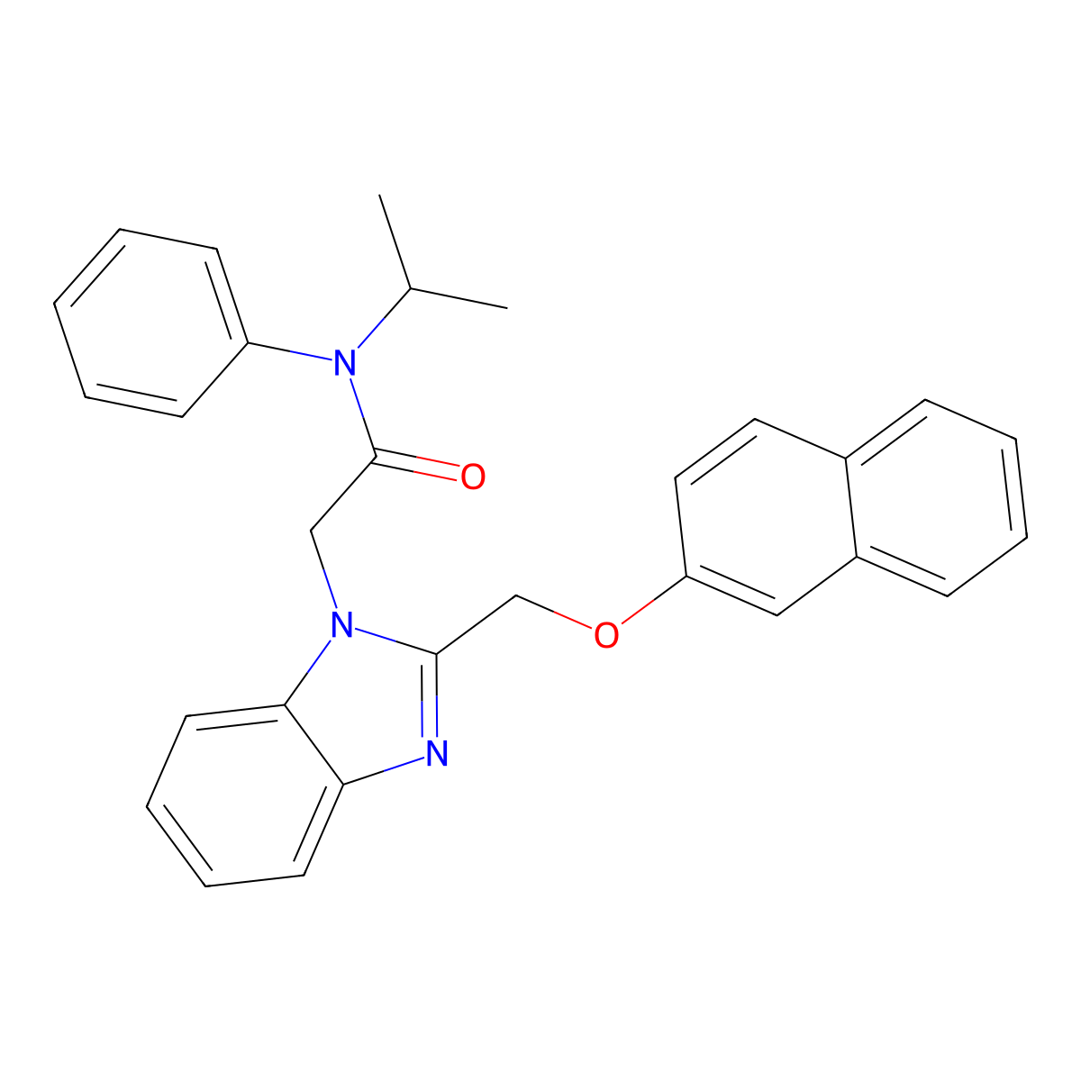 2-[2-(naphthalen-2-yloxymethyl)benzimidazol-1-yl]-N-phenyl-N-propan-2-ylacetamide molecular structure, CAS 385402-34-6
