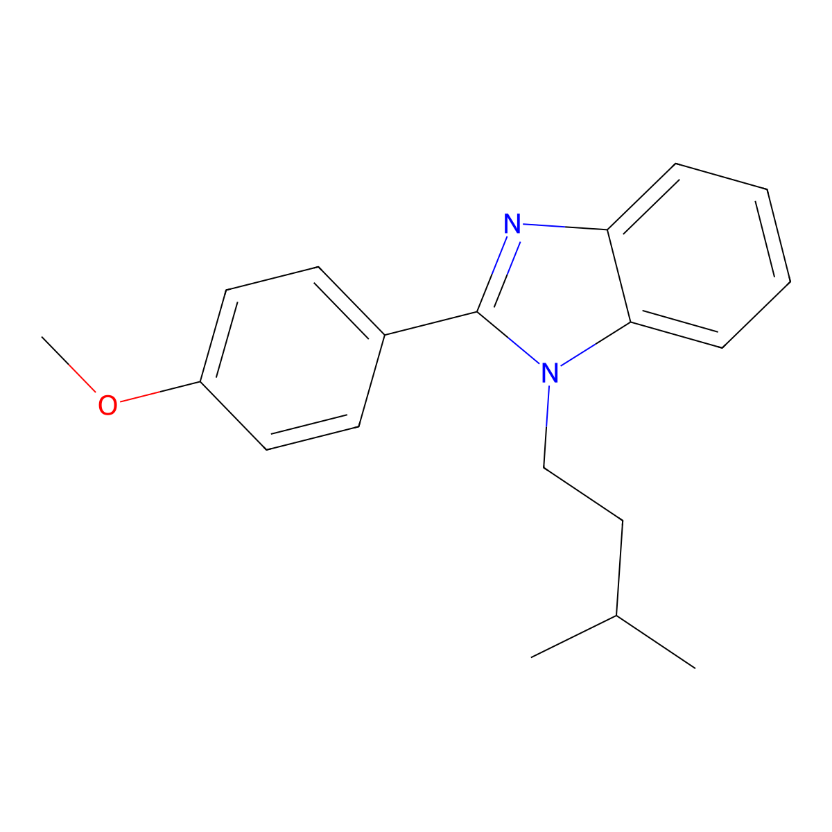 2-(4-Methoxyphenyl)-1-(3-methylbutyl)benzimidazole molecular structure, CAS 385402-99-3
