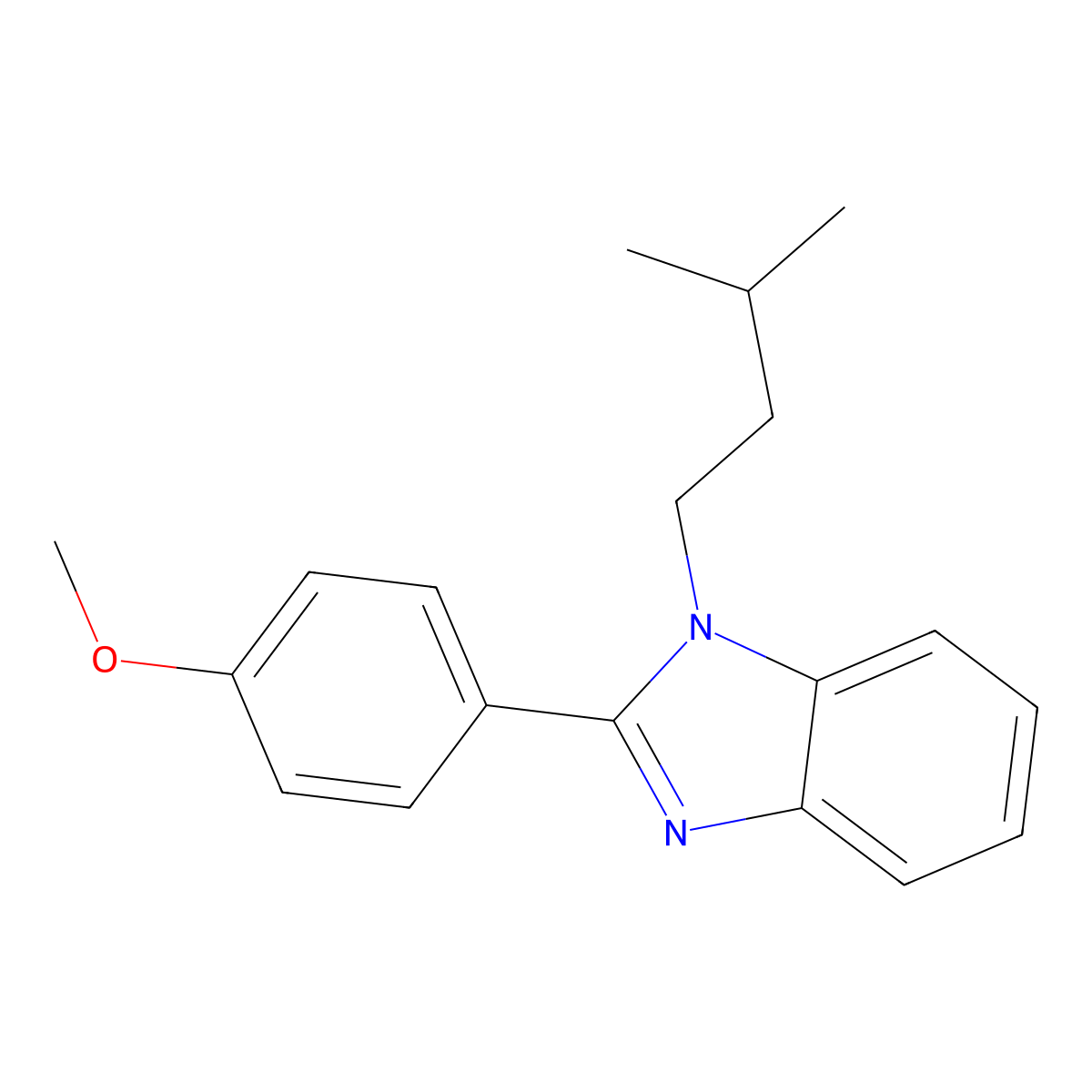 2-(4-Methoxyphenyl)-1-(3-methylbutyl)benzimidazole molecular structure, CAS 385402-99-3