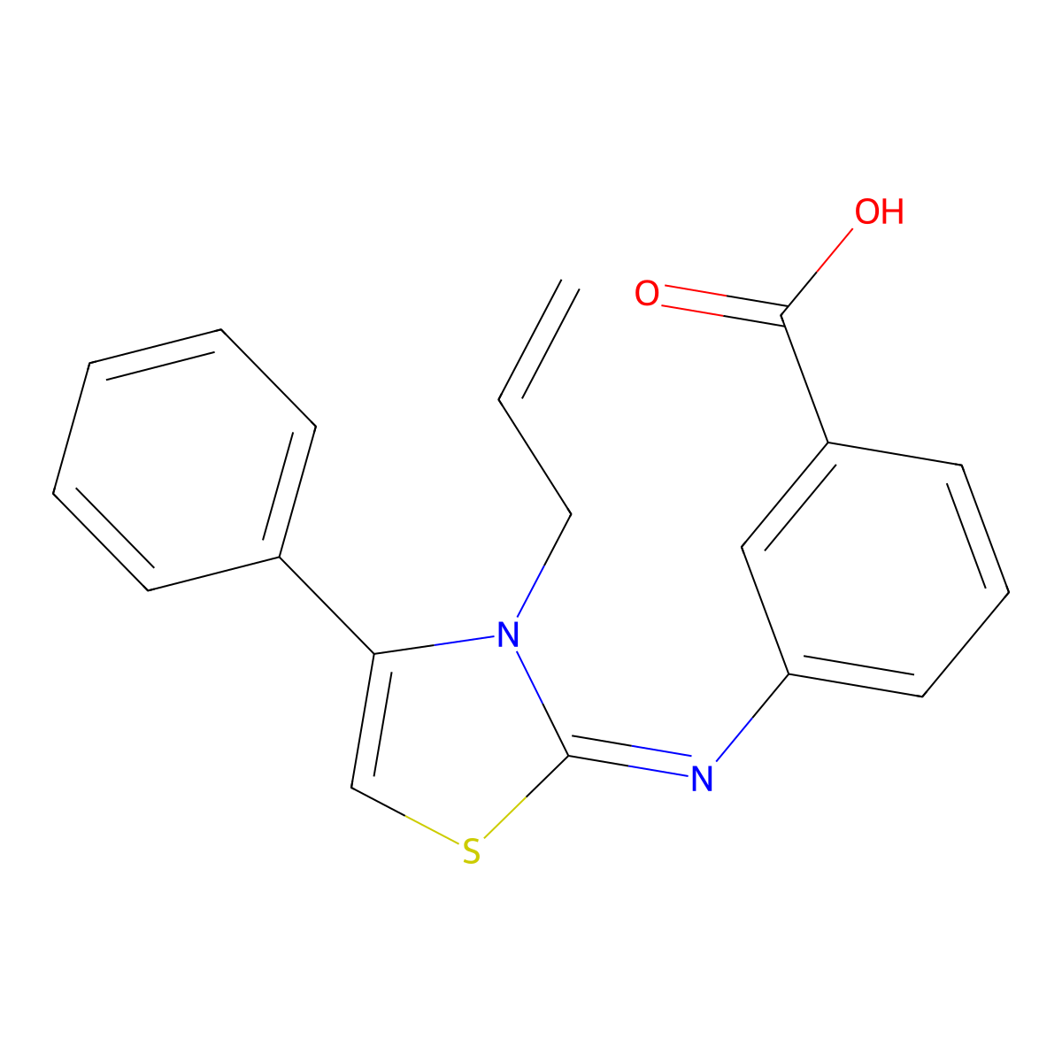(Z)-3-((3-allyl-4-phenylthiazol-2(3H)-ylidene)amino)benzoic acid molecular structure, CAS 385403-38-3