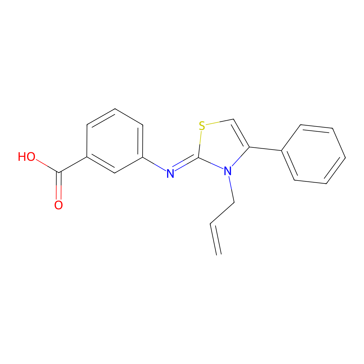 (Z)-3-((3-allyl-4-phenylthiazol-2(3H)-ylidene)amino)benzoic acid molecular structure, CAS 385403-38-3