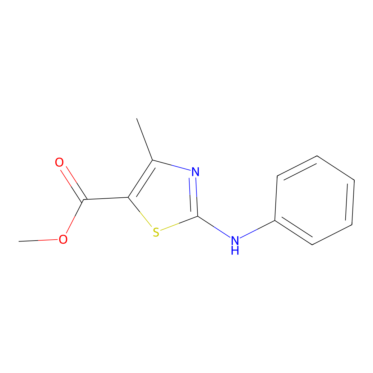 Methyl 2-anilino-4-methyl-1,3-thiazole-5-carboxylate molecular structure, CAS 385403-40-7