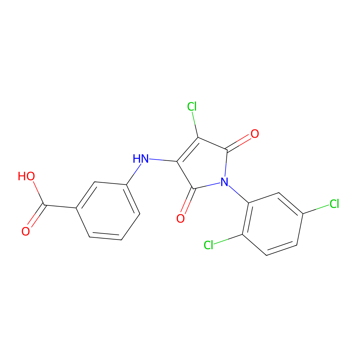 3-[[4-Chloro-1-(2,5-dichlorophenyl)-2,5-dioxopyrrol-3-yl]amino]benzoic acid molecular structure, CAS 385403-47-4