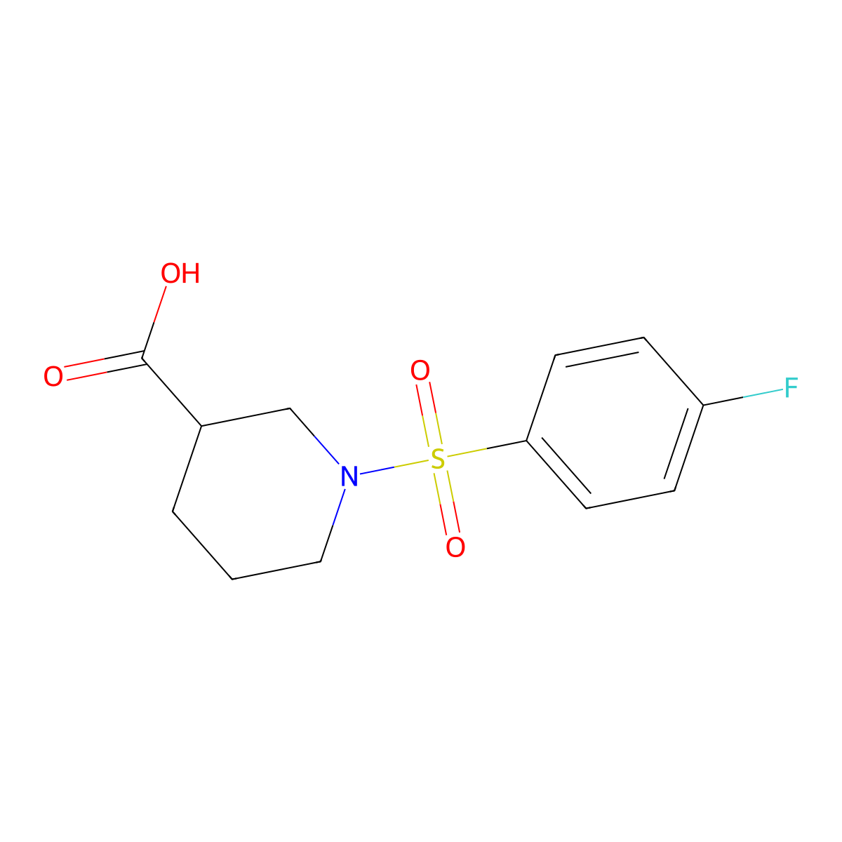 1-(4-Fluorobenzenesulfonyl)piperidine-3-carboxylic acid molecular structure, CAS 385403-97-4