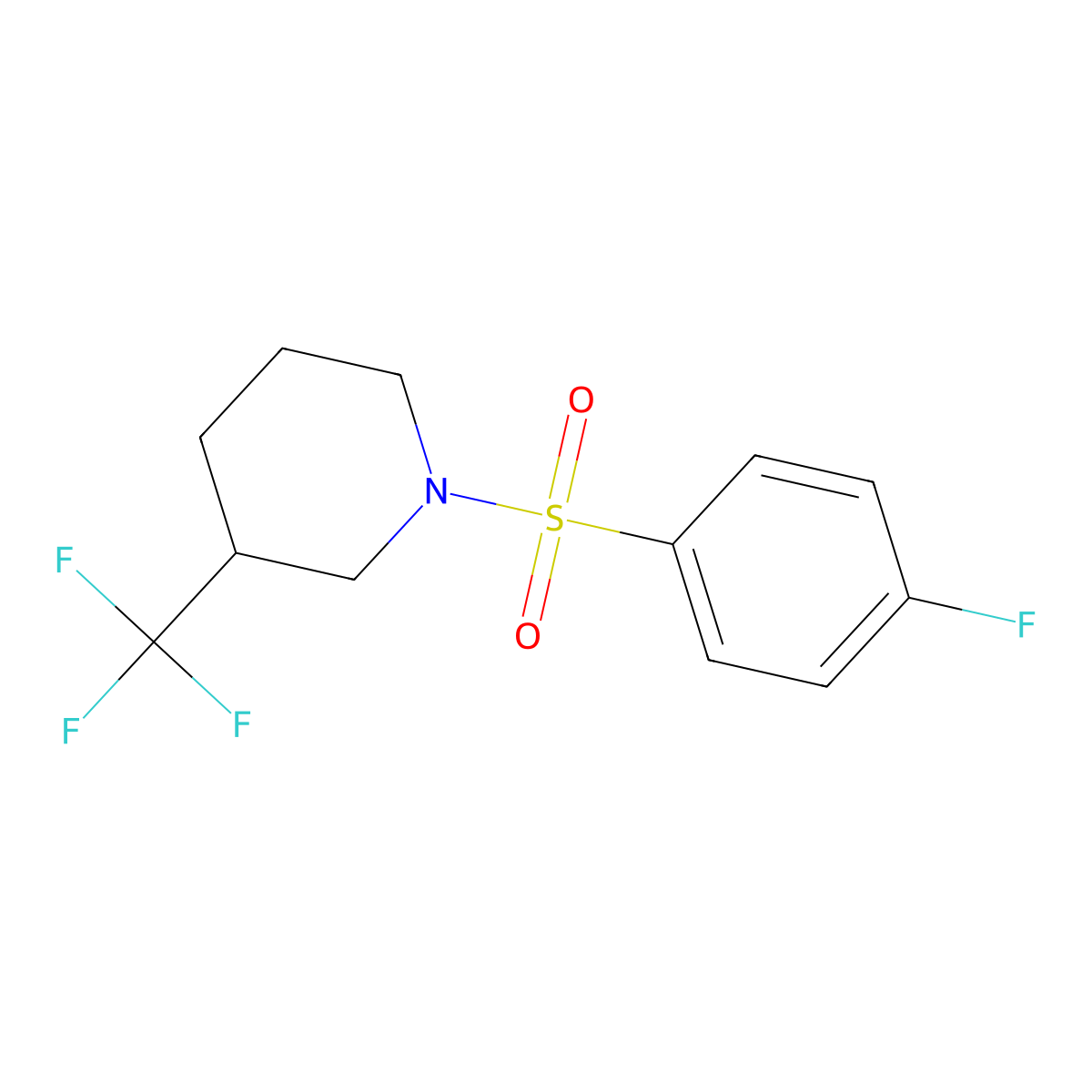 1-(4-Fluorobenzenesulfonyl)-3-(trifluoromethyl)piperidine molecular structure, CAS 385404-05-7