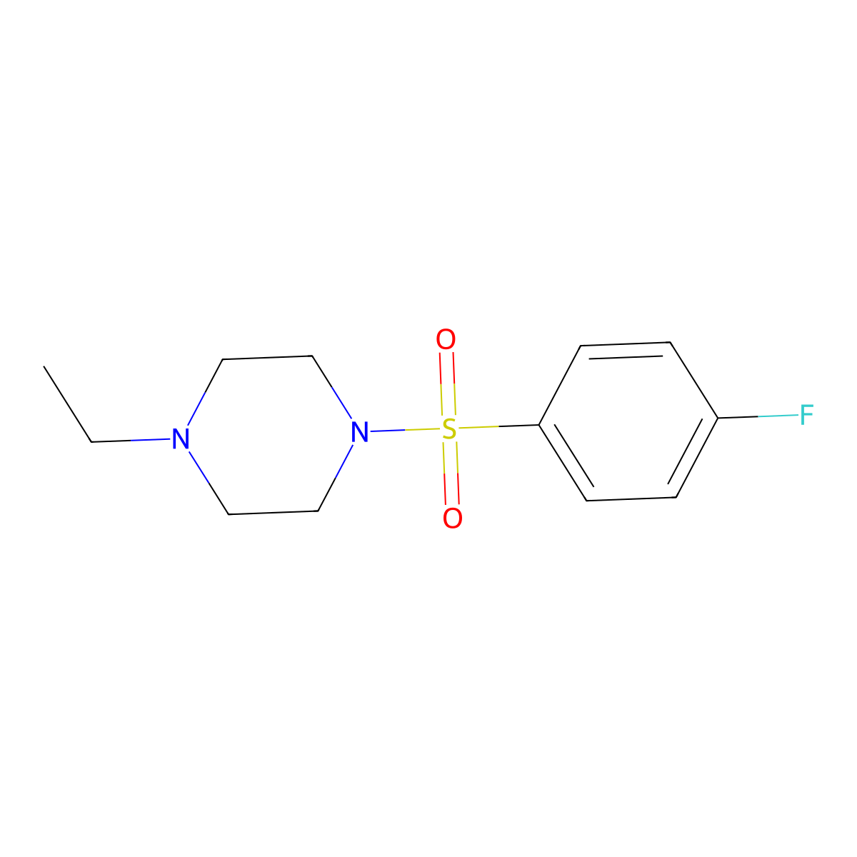 1-Ethyl-4-((4-fluorophenyl)sulfonyl)piperazine molecular structure, CAS 385404-07-9
