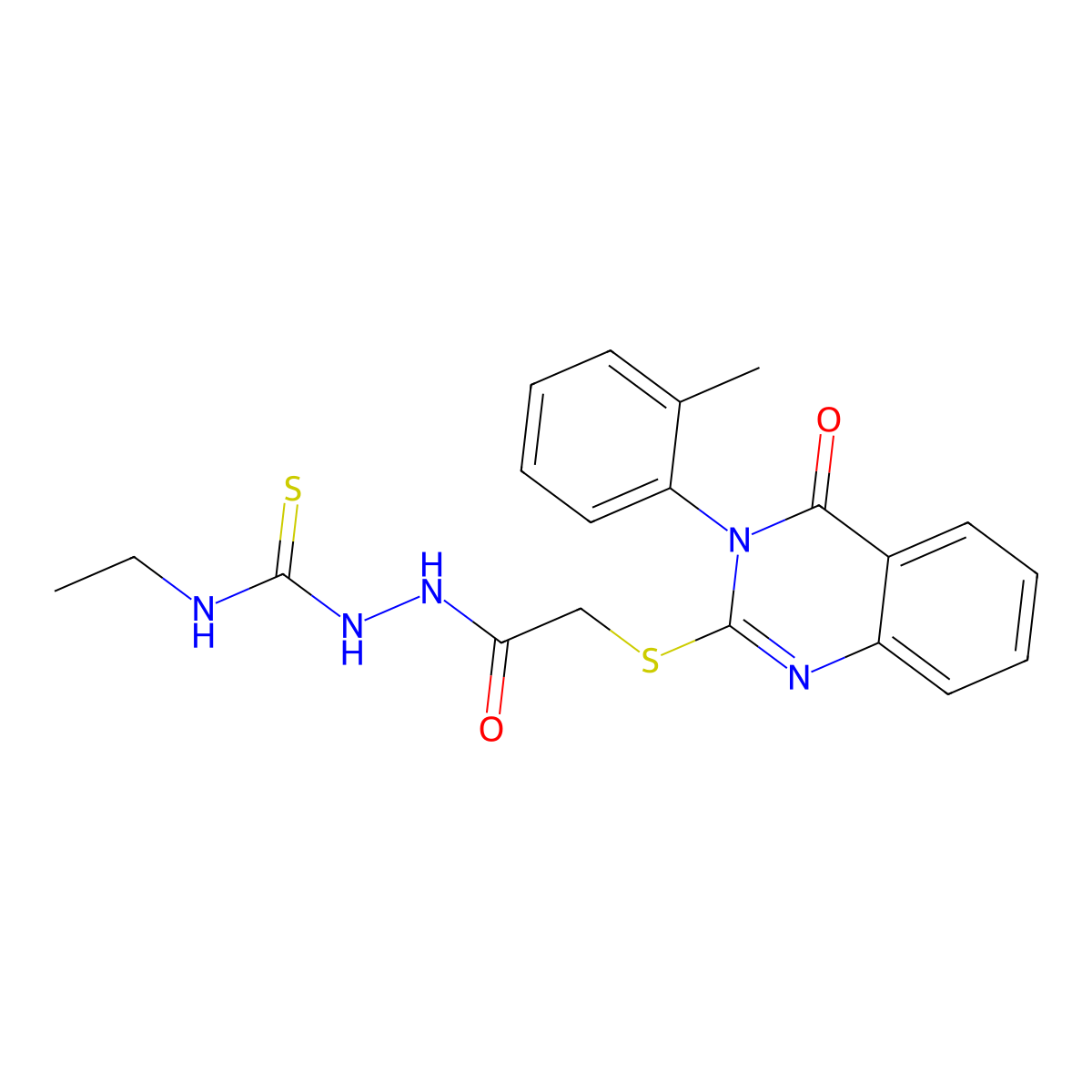 1-Ethyl-3-[[2-[3-(2-methylphenyl)-4-oxoquinazolin-2-yl]sulfanylacetyl]amino]thiourea molecular structure, CAS 385405-18-5