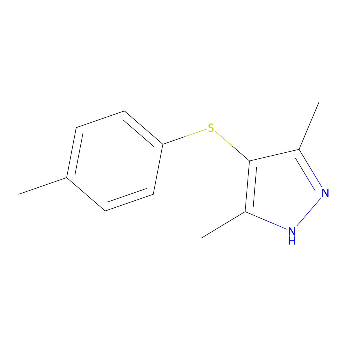 3,5-Dimethyl-4-P-tolylsulfanyl-1H-pyrazole molecular structure, CAS 385405-23-2