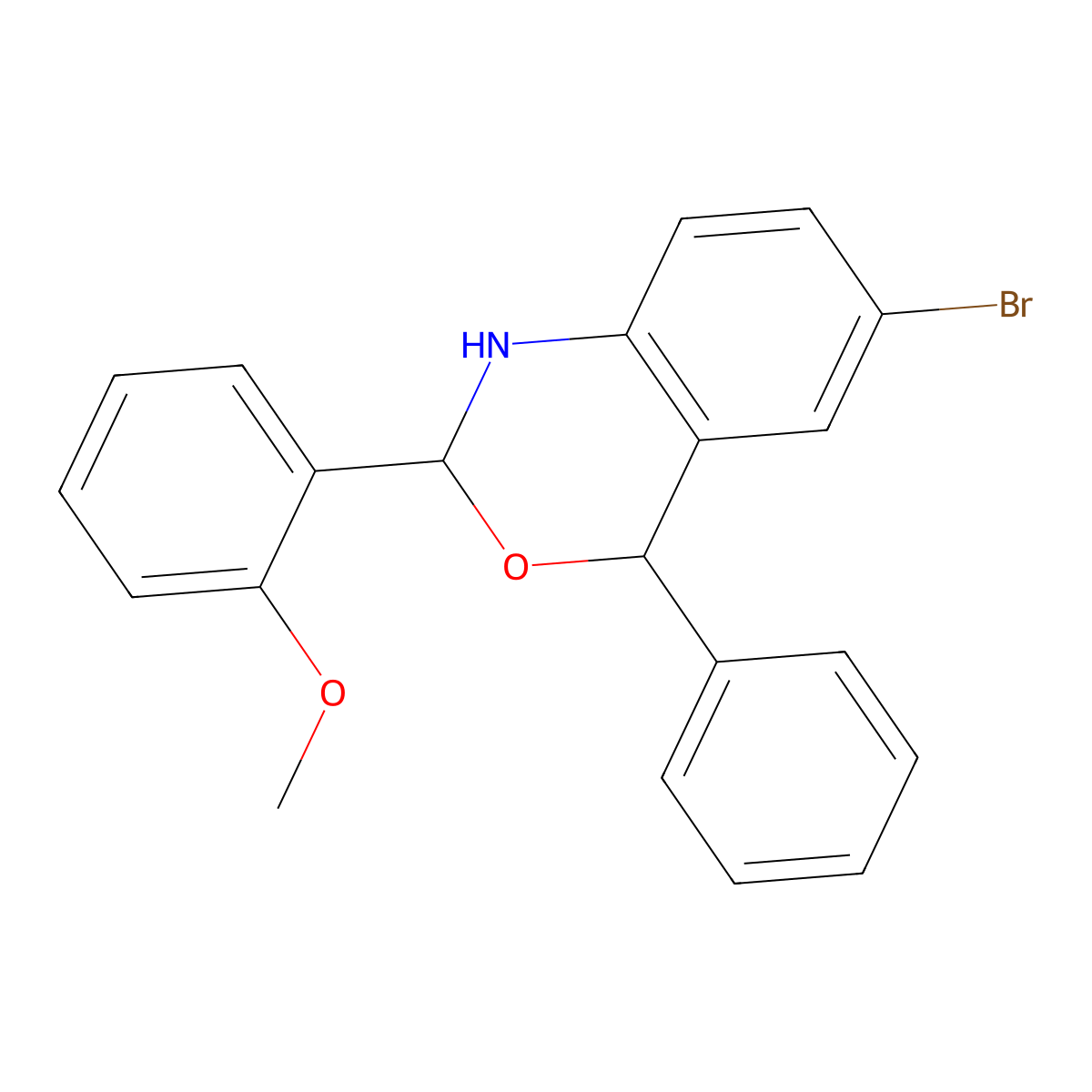 6-bromo-2-(2-methoxyphenyl)-4-phenyl-1,4-dihydro-2H-3,1-benzoxazine molecular structure, CAS 385405-36-7