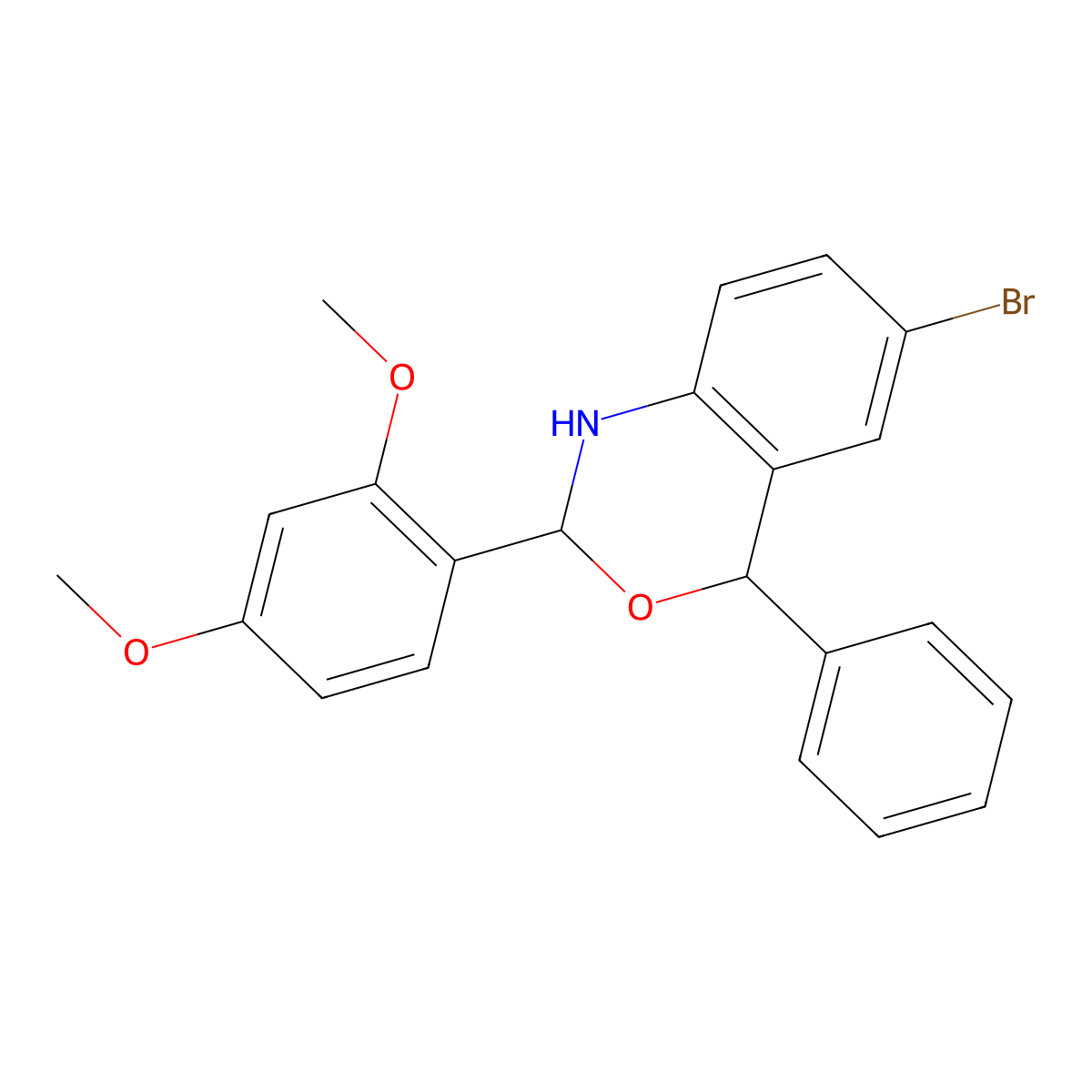 6-bromo-2-(2,4-dimethoxyphenyl)-4-phenyl-1,4-dihydro-2H-3,1-benzoxazine molecular structure, CAS 385405-38-9
