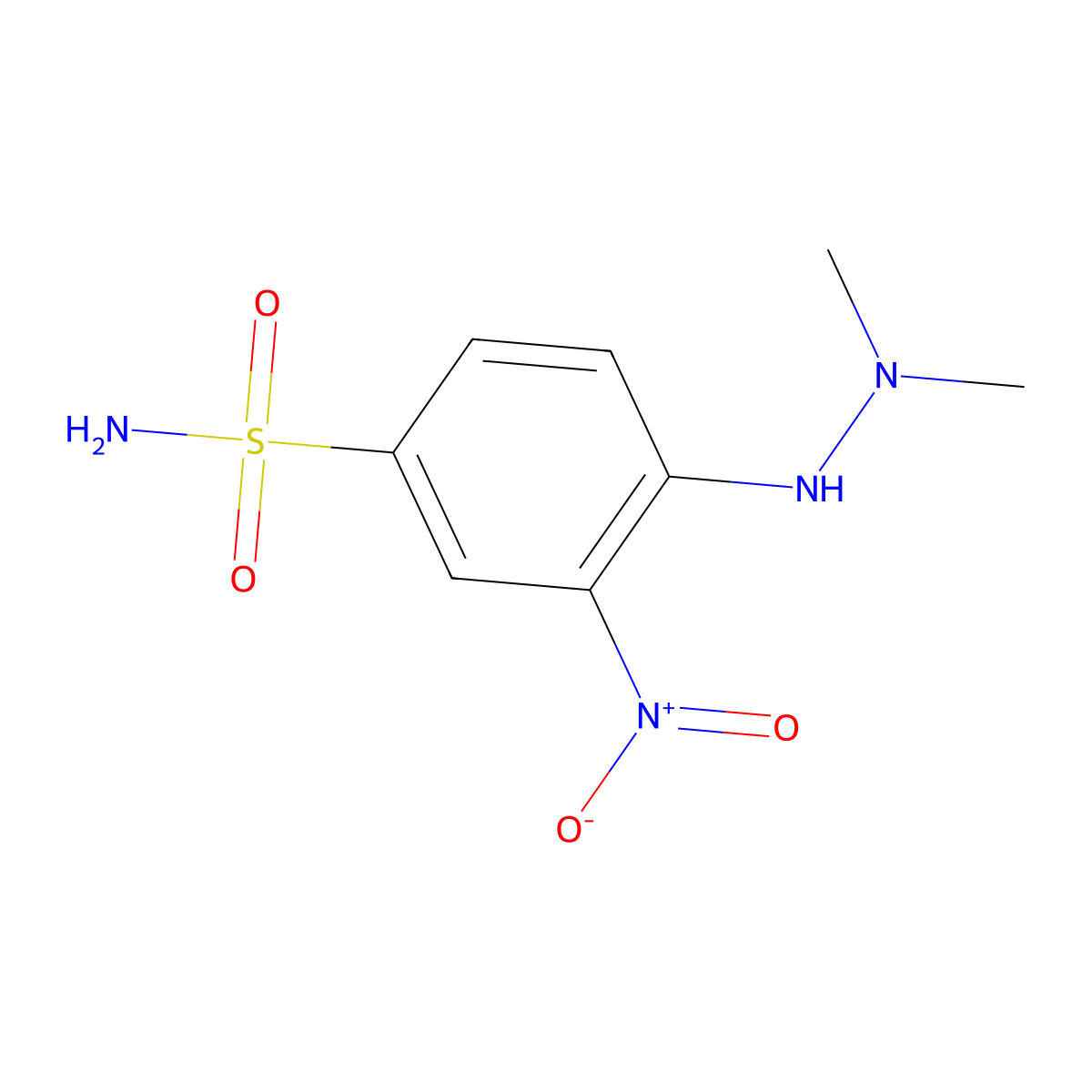 4-(2,2-Dimethylhydrazino)-3-nitrobenzenesulfonamide molecular structure, CAS 385405-72-1