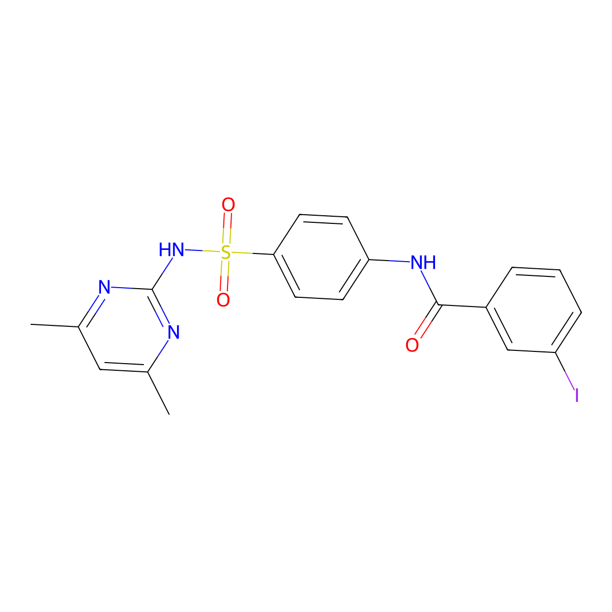 N-{4-[(4,6-dimethylpyrimidin-2-yl)sulfamoyl]phenyl}-3-iodobenzamide molecular structure, CAS 385405-84-5