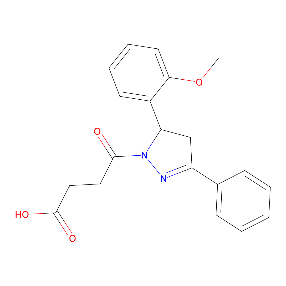 4-[5-(2-methoxyphenyl)-3-phenyl-4,5-dihydro-1H-pyrazol-1-yl]-4-oxobutanoic acid molecular structure, CAS 385406-11-1