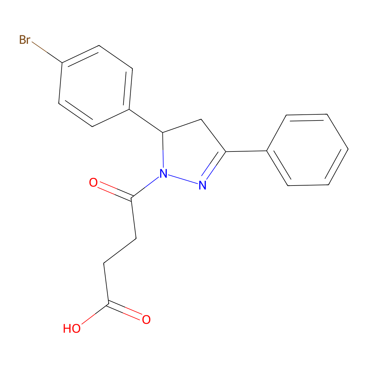 4-(5-(4-bromophenyl)-3-phenyl-4,5-dihydro-1H-pyrazol-1-yl)-4-oxobutanoic acid molecular structure, CAS 385406-13-3