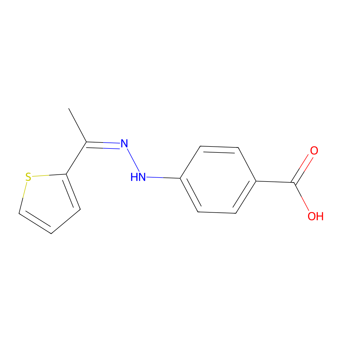 4-{(2E)-2-[1-(2-Thienyl)ethylidene]-hydrazino}benzoic acid molecular structure, CAS 385406-37-1