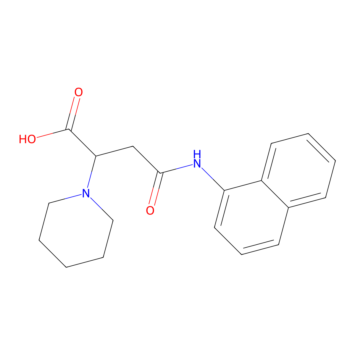 4-(Naphthalen-1-ylamino)-4-oxo-2-piperidin-1-ylbutanoic acid molecular structure, CAS 385407-12-5