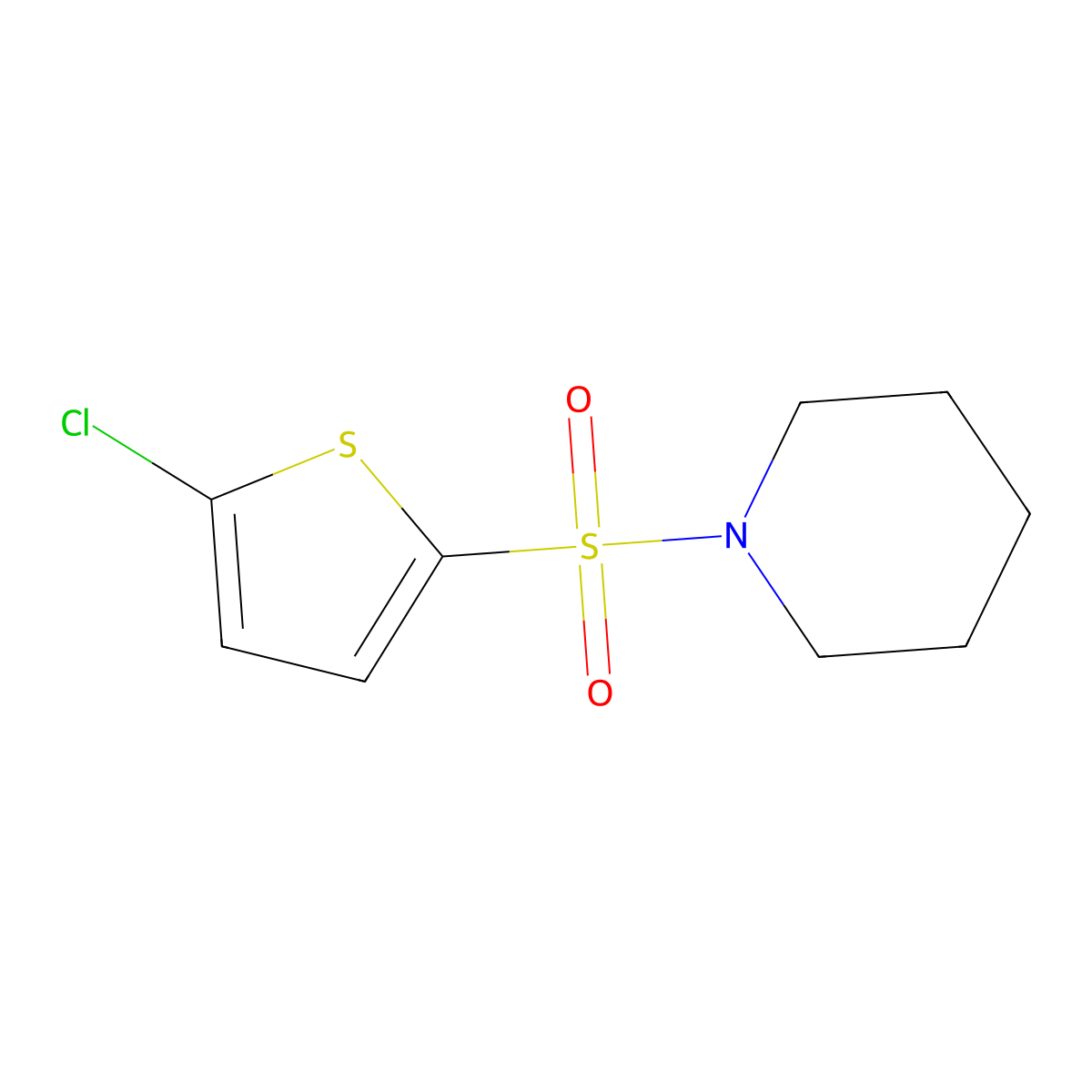 2-Chloro-5-(piperidylsulfonyl)thiophene molecular structure, CAS 385407-75-0