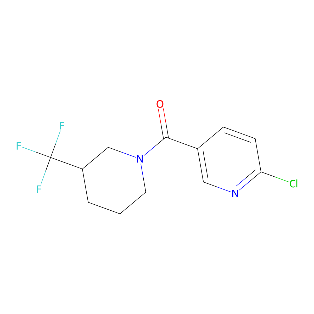 2-Chloro-5-[3-(trifluoromethyl)piperidine-1-carbonyl]pyridine molecular structure, CAS 385407-83-0