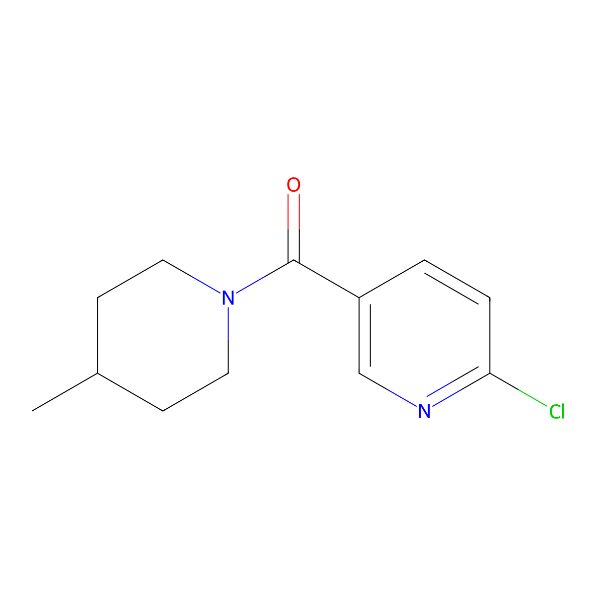 2-Chloro-5-(4-methylpiperidine-1-carbonyl)pyridine molecular structure, CAS 385407-85-2