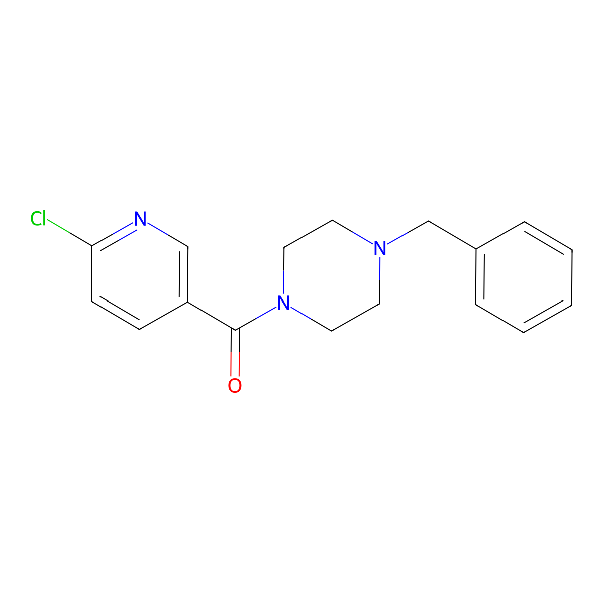 (4-Benzylpiperazin-1-yl)(6-chloropyridin-3-yl)methanone molecular structure, CAS 385407-87-4