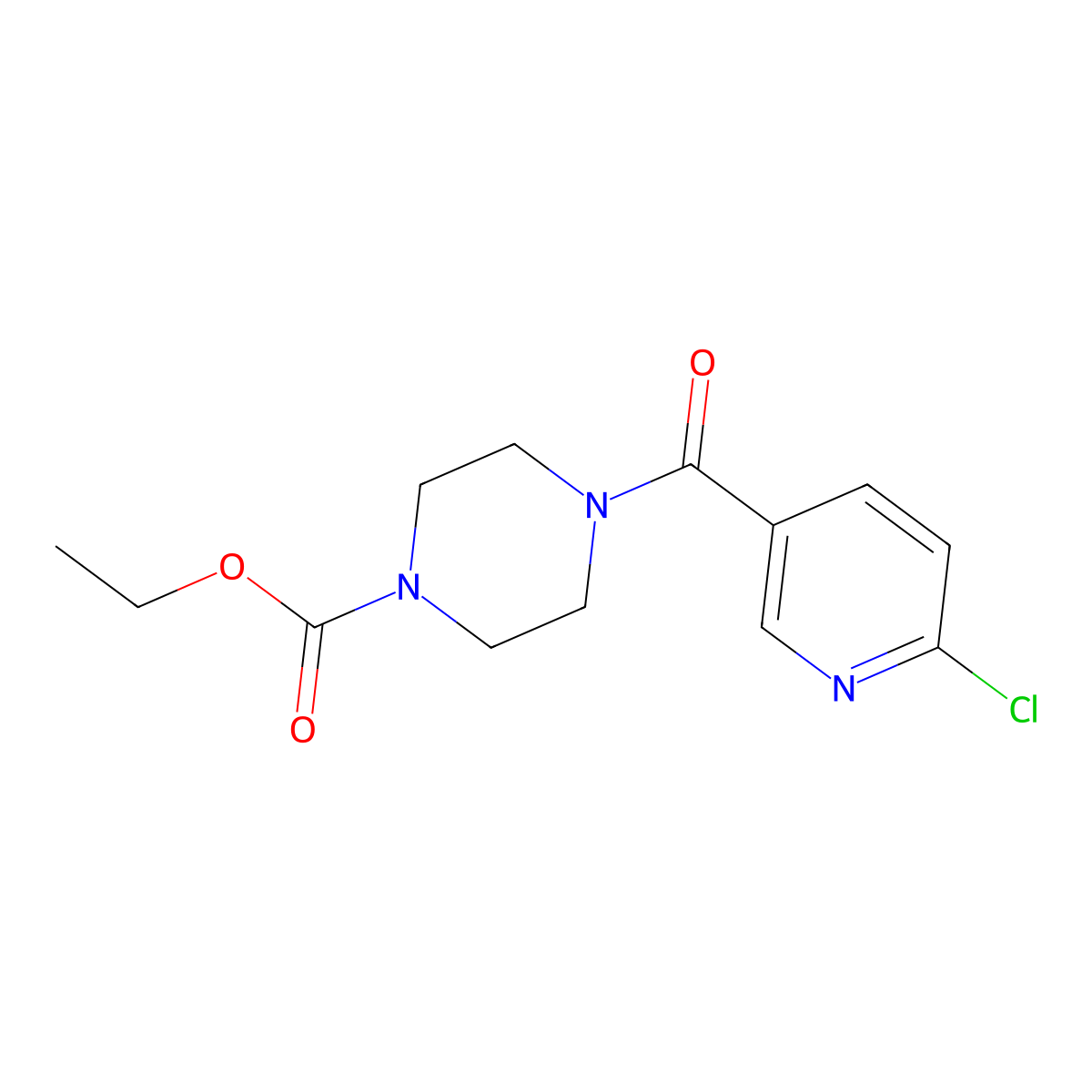 Ethyl 4-(6-chloropyridine-3-carbonyl)piperazine-1-carboxylate molecular structure, CAS 385407-89-6