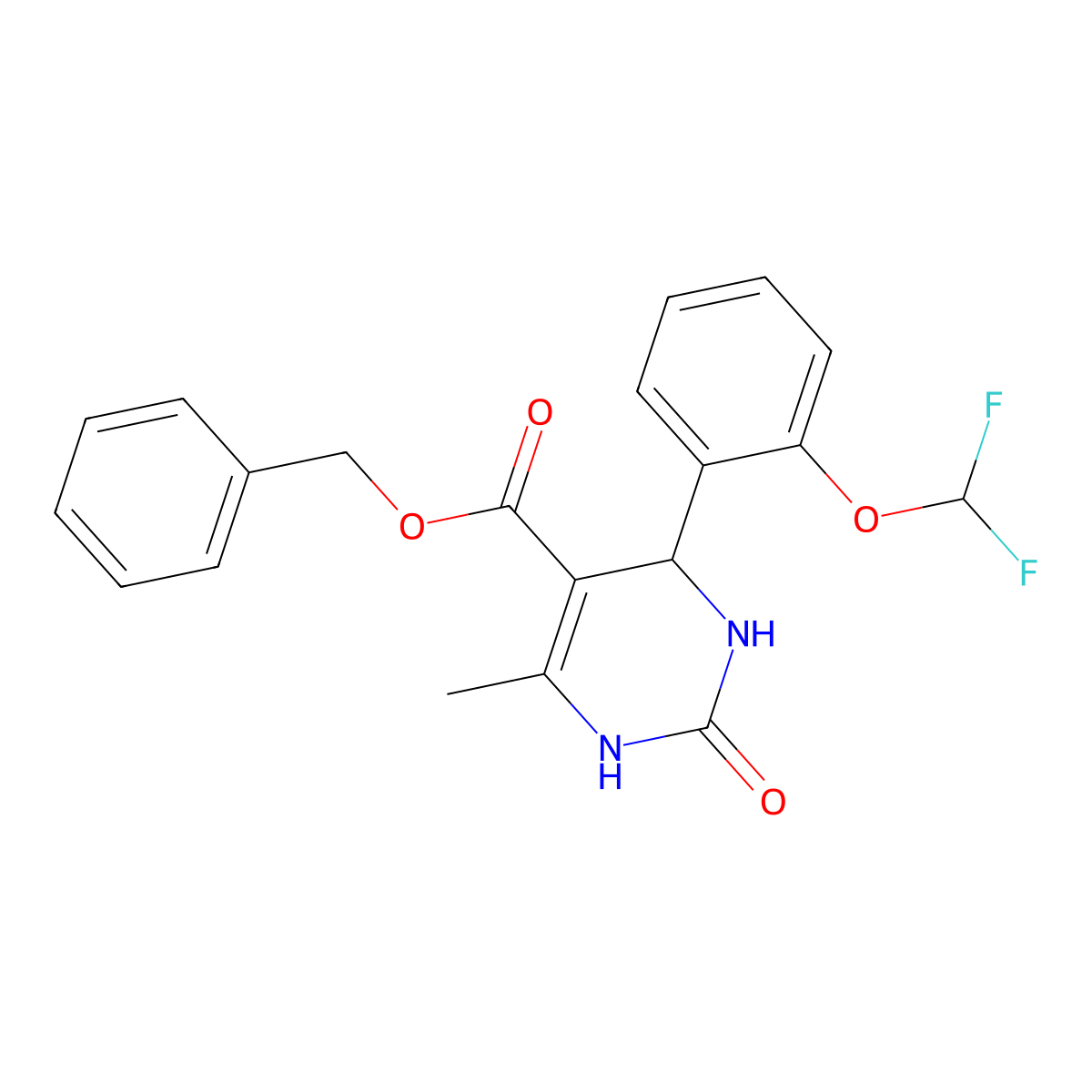 4-[2-(difluoromethoxy)phenyl]-6-methyl-2-oxo-3,4-dihydro-1H-pyrimidine-5-carboxylic acid (phenylmethyl) ester molecular structure, CAS 385408-53-7